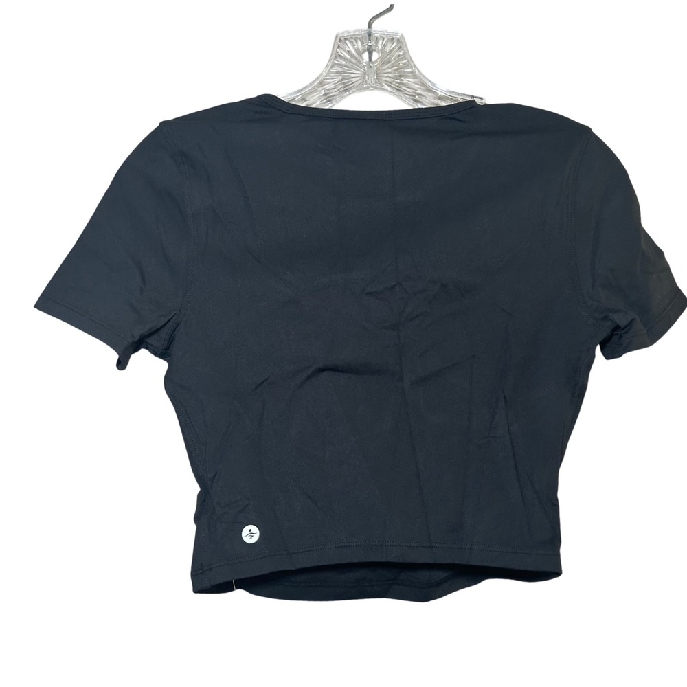 Halara Black Cutout Layered Crop Top Activewear Tee S workout gym athleisure